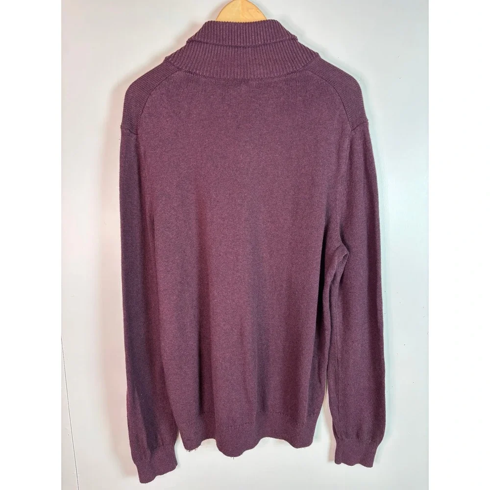 Banana Republic Sweater Large Burgundy Shawl Collar Cotton‎ Wool Blend Mens
